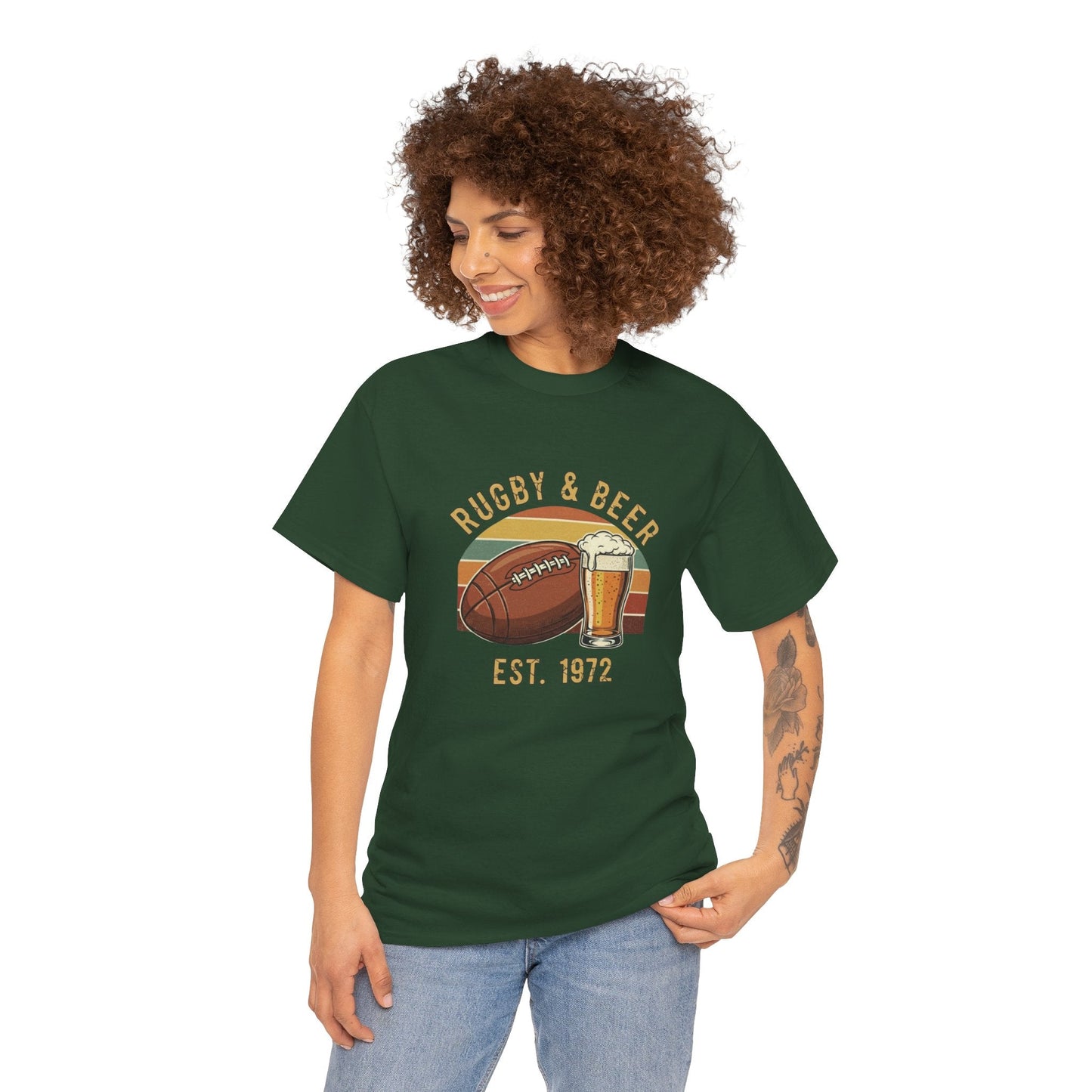 Rugby & Beer T-Shirt — Vintage Est. 1972 Retro Sports Tee - Rugby & Beer