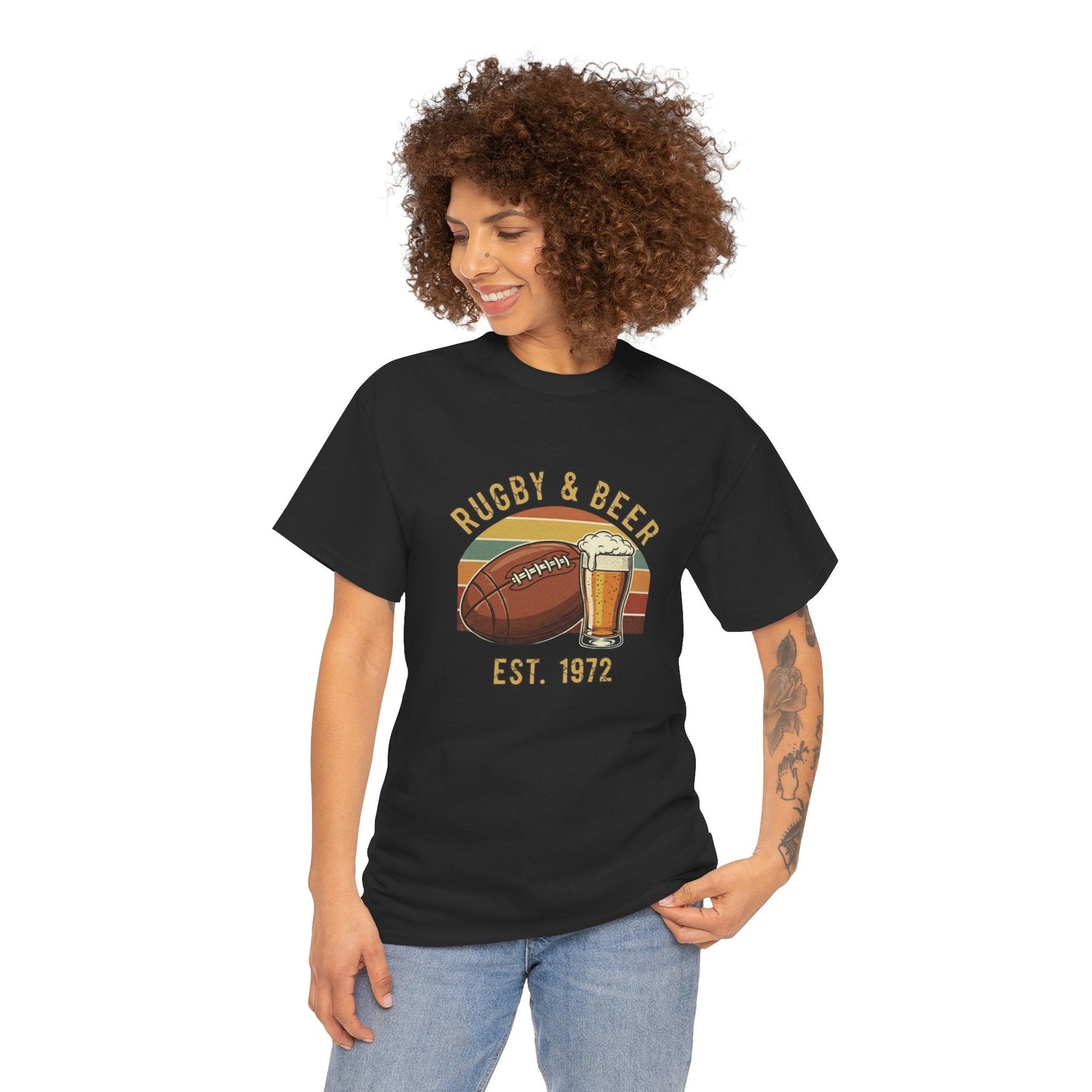 Rugby & Beer T-Shirt — Vintage Est. 1972 Retro Sports Tee - Rugby & Beer