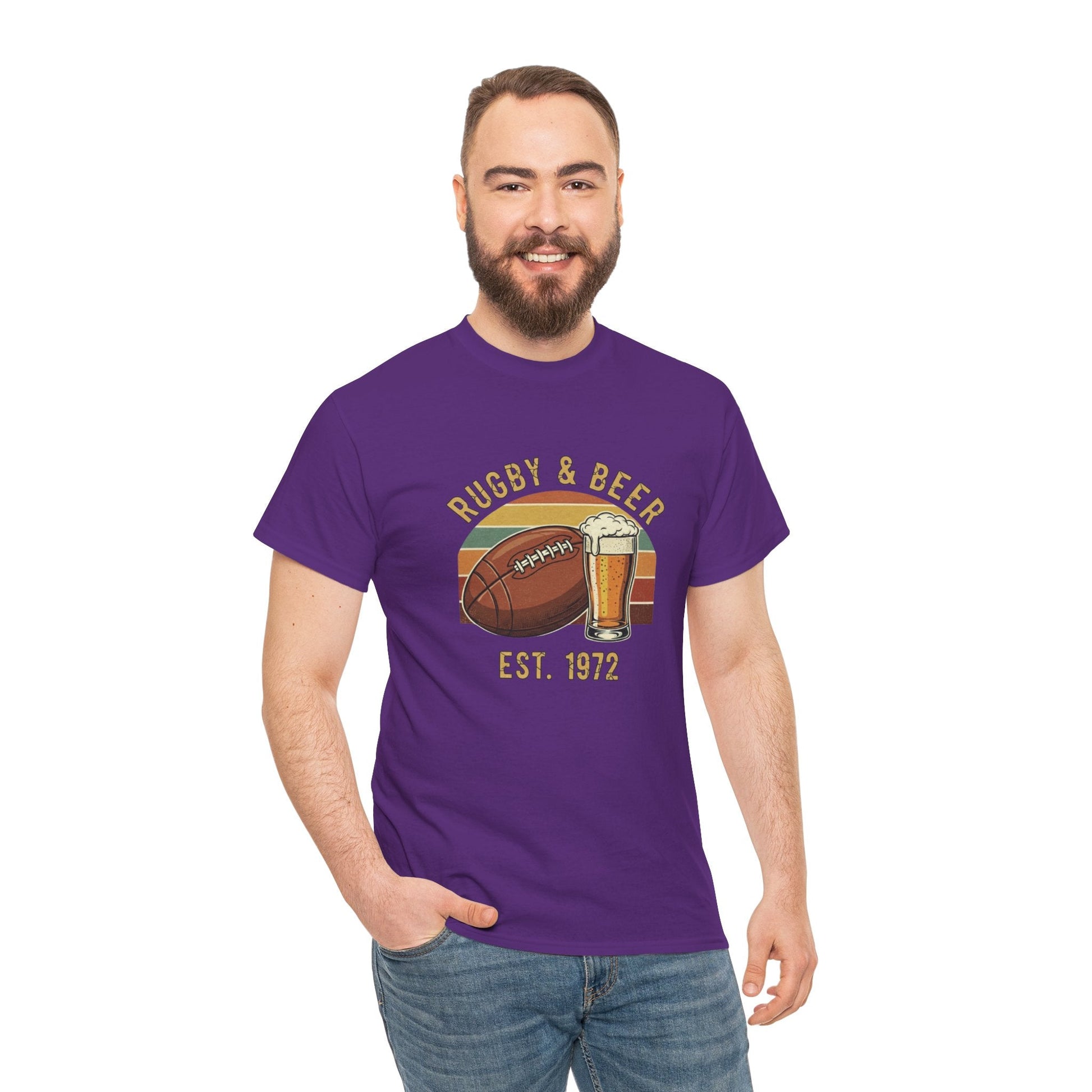 Rugby & Beer T-Shirt — Vintage Est. 1972 Retro Sports Tee - Rugby & Beer