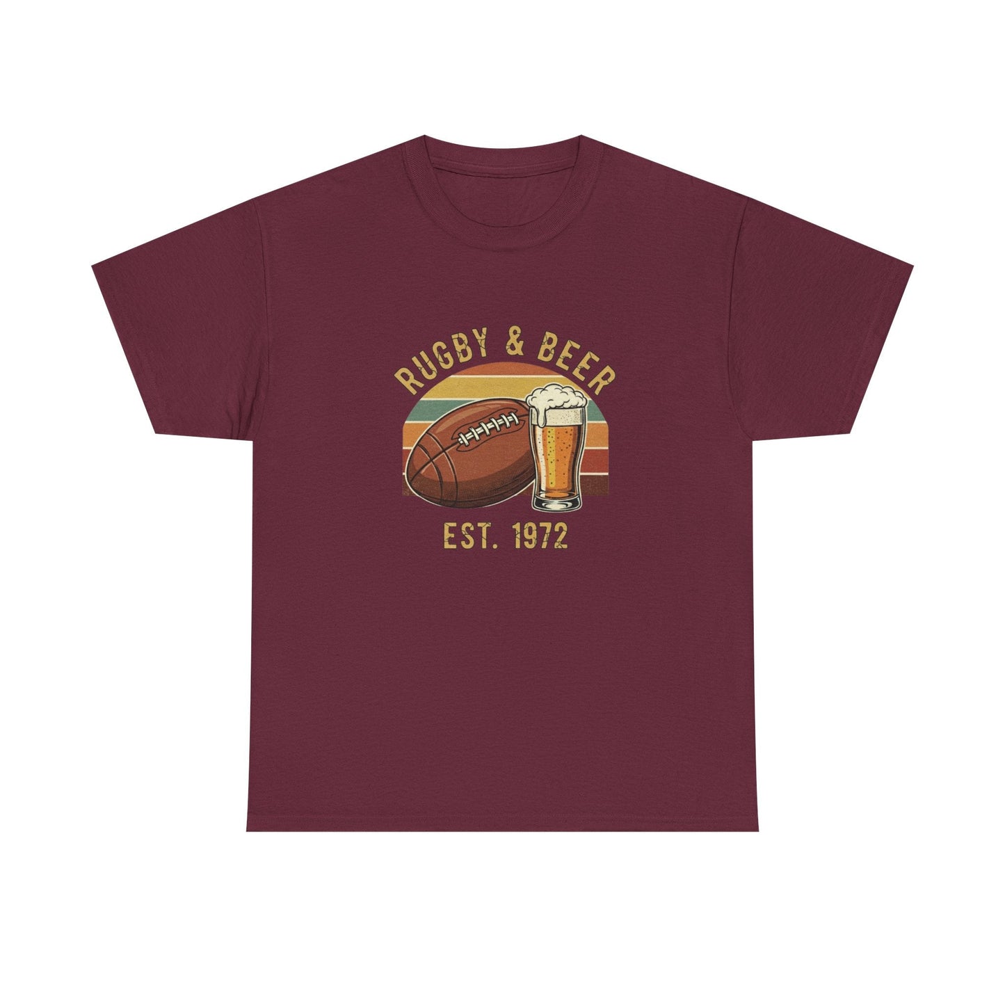 Rugby & Beer T-Shirt — Vintage Est. 1972 Retro Sports Tee - Rugby & Beer