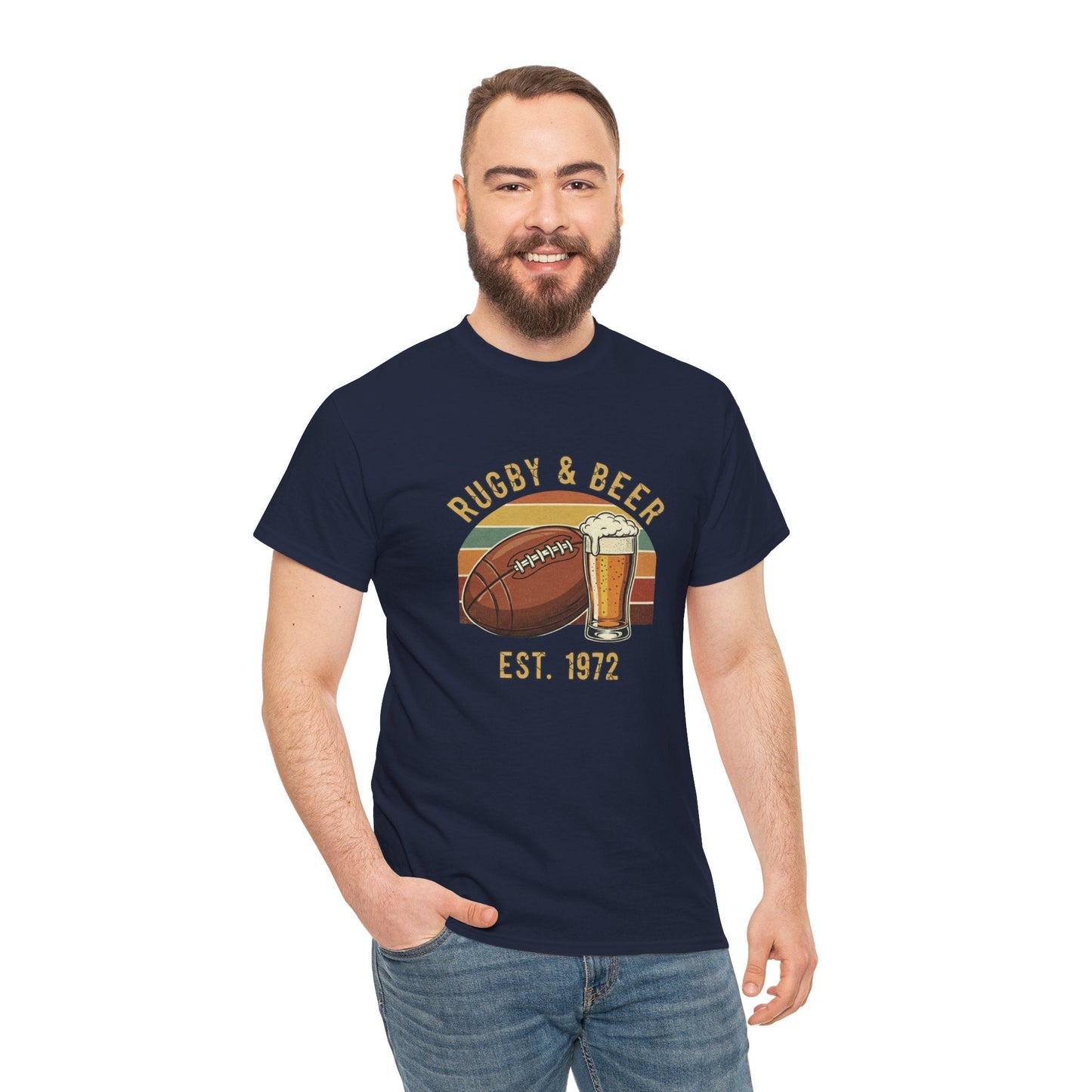 Rugby & Beer T-Shirt — Vintage Est. 1972 Retro Sports Tee - Rugby & Beer