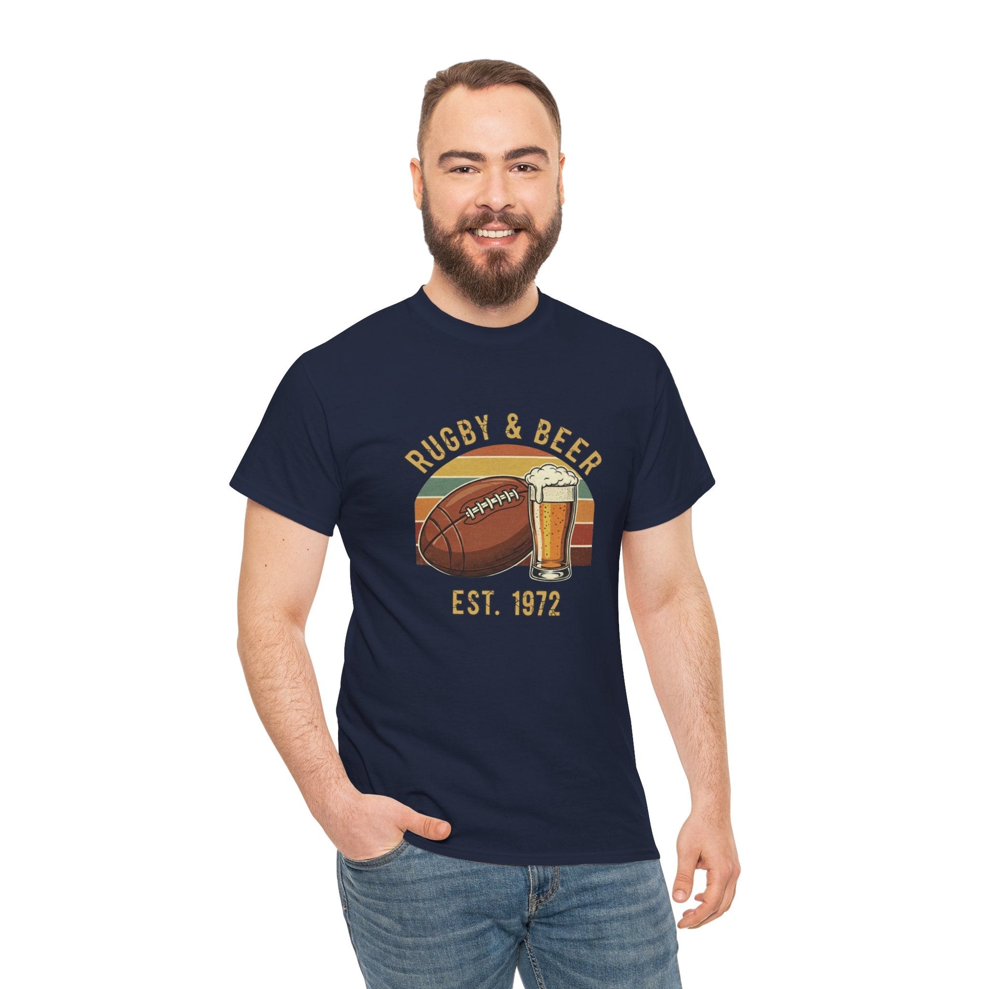 Rugby & Beer T-Shirt — Vintage Est. 1972 Retro Sports Tee - Rugby & Beer