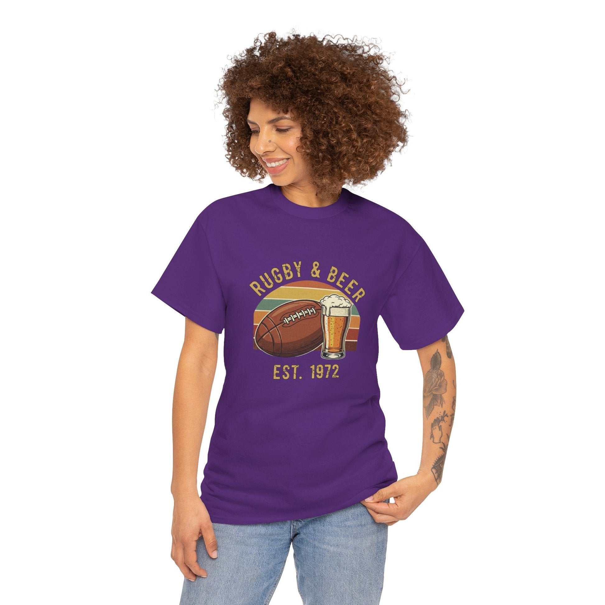 Rugby & Beer T-Shirt — Vintage Est. 1972 Retro Sports Tee - Rugby & Beer