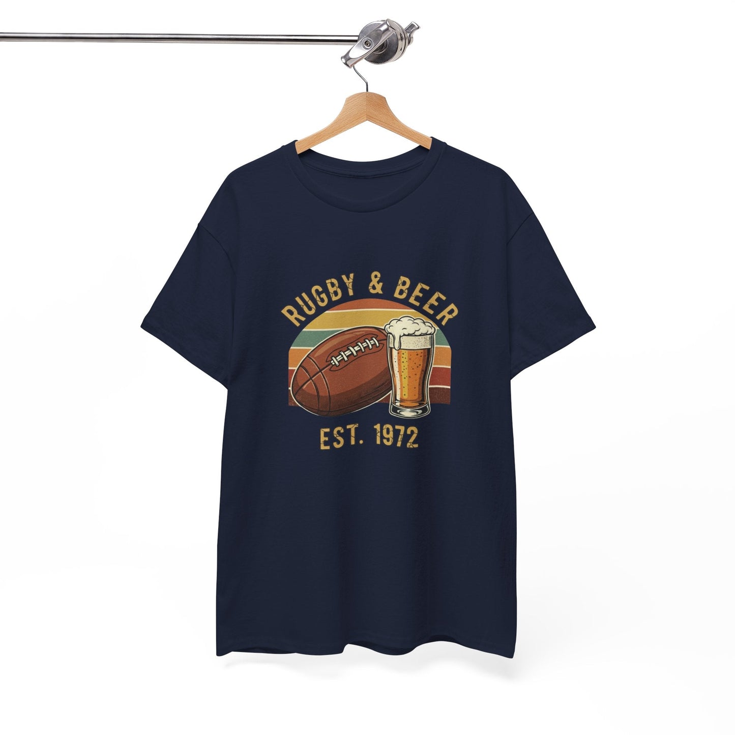 Rugby & Beer T-Shirt — Vintage Est. 1972 Retro Sports Tee - Rugby & Beer