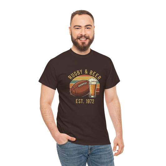 Rugby & Beer T-Shirt — Vintage Est. 1972 Retro Sports Tee - Rugby & Beer