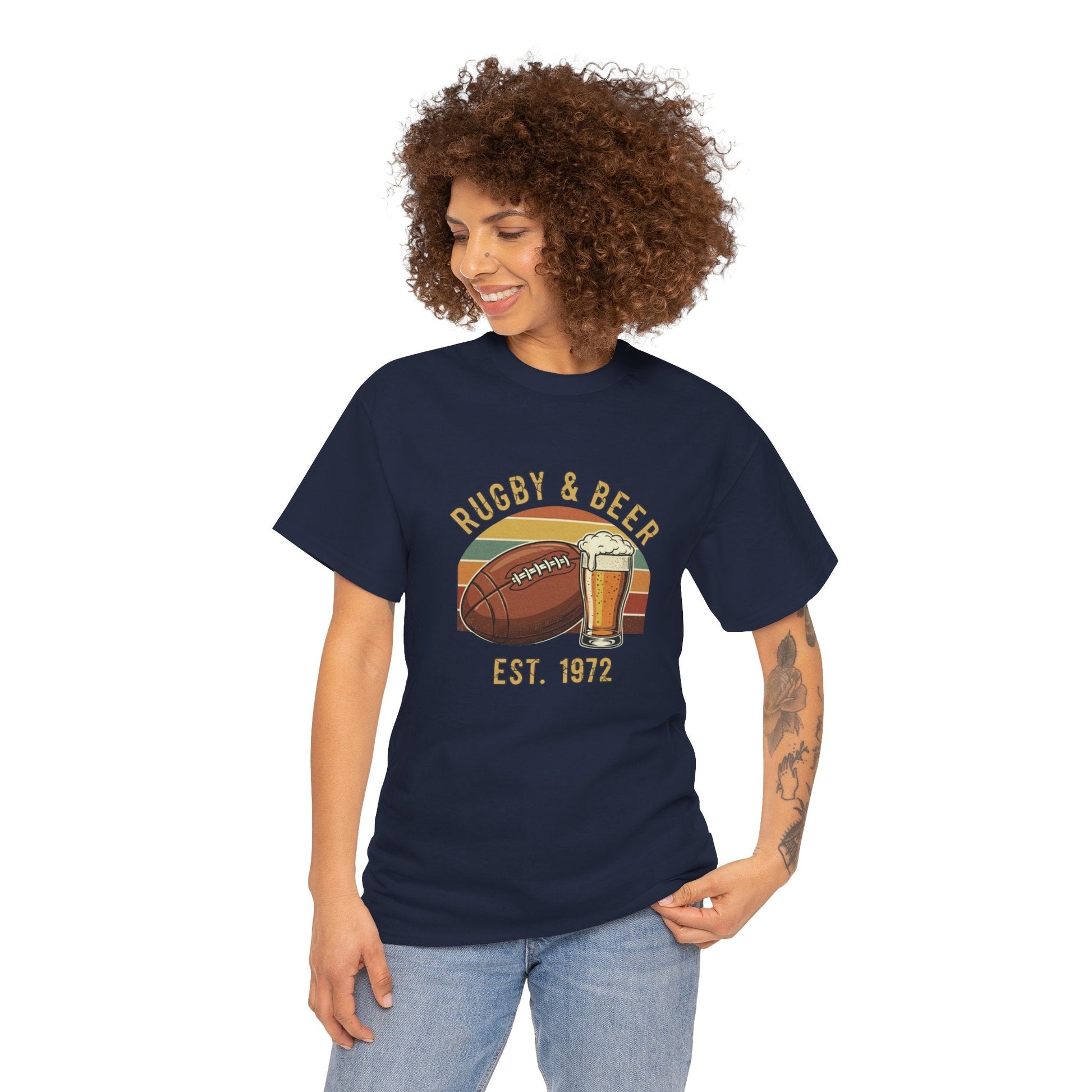 Rugby & Beer T-Shirt — Vintage Est. 1972 Retro Sports Tee - Rugby & Beer