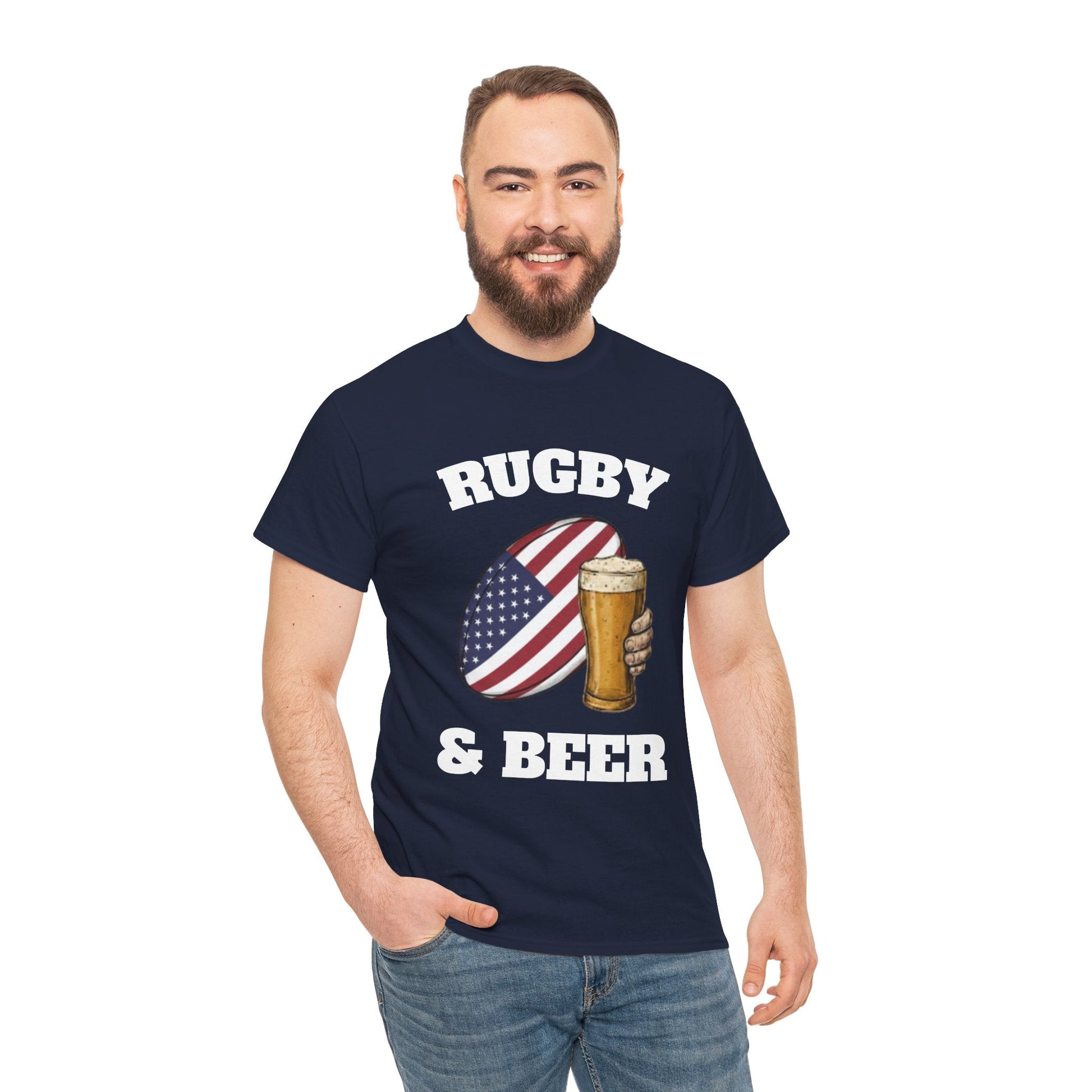 Rugby & Beer USA T-Shirt – American Rugby Fans Match Day Tee - Rugby & Beer
