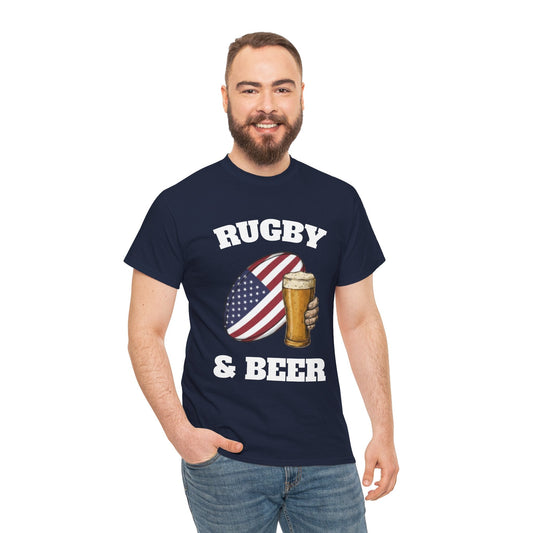 Rugby & Beer USA T-Shirt – American Rugby Fans Match Day Tee - Rugby & Beer