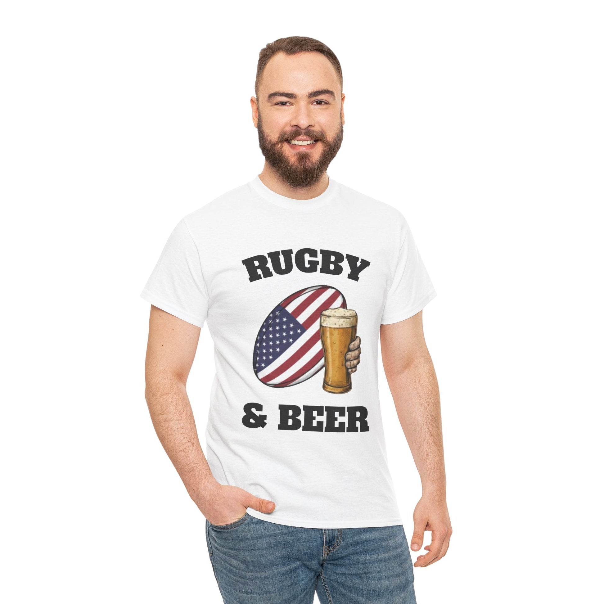Rugby & Beer USA T-Shirt – American Rugby Fans Match Day Tee - Rugby & Beer