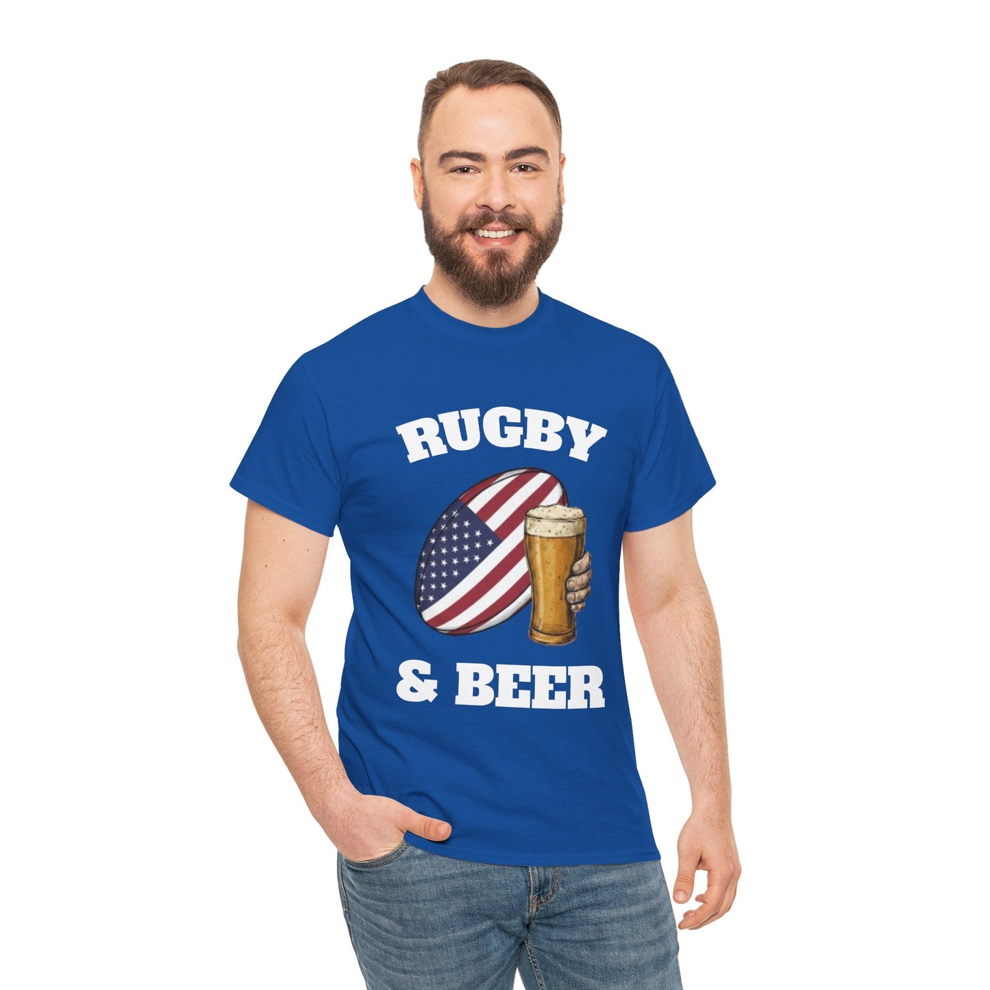 Rugby & Beer USA T-Shirt – American Rugby Fans Match Day Tee - Rugby & Beer