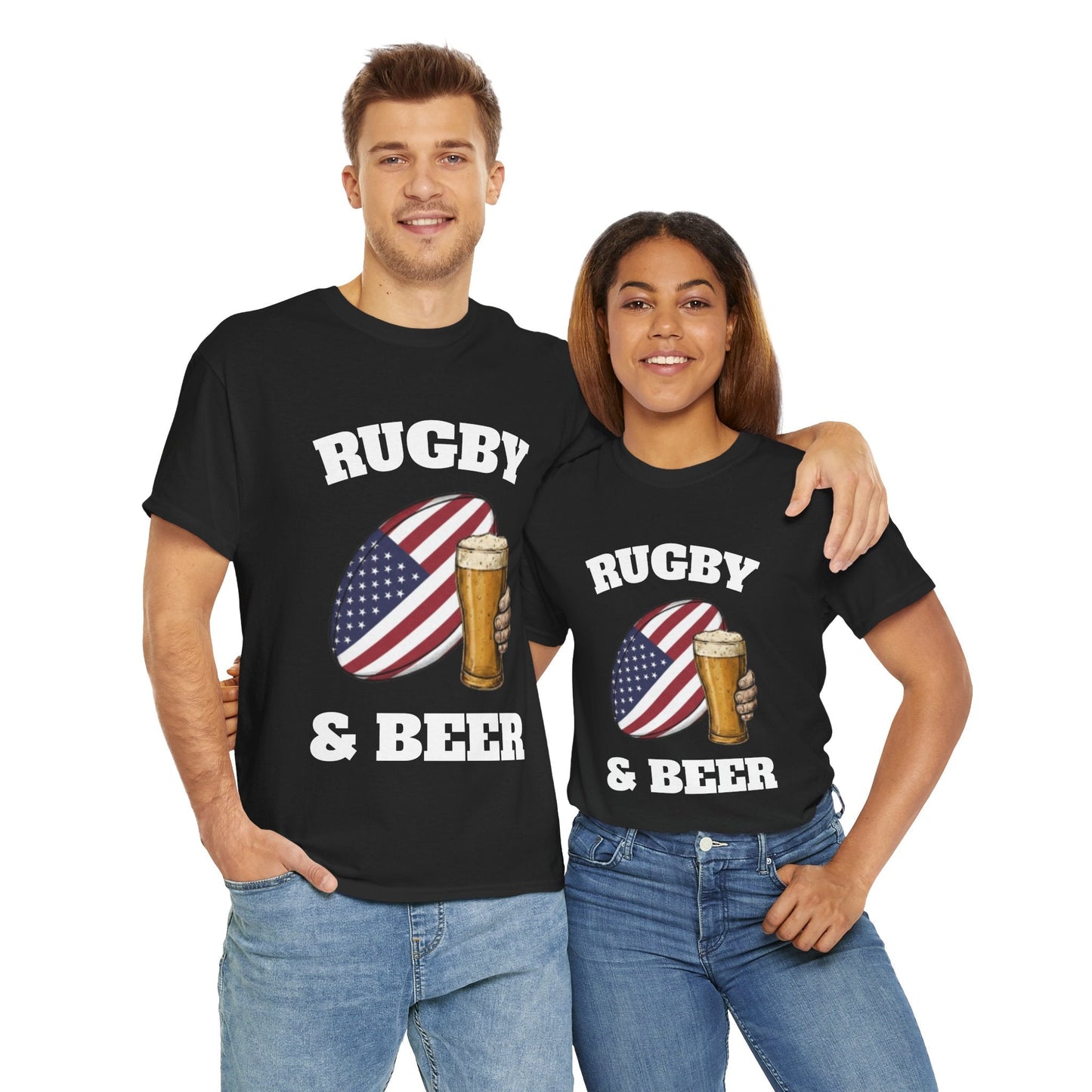 Rugby & Beer USA T-Shirt – American Rugby Fans Match Day Tee - Rugby & Beer