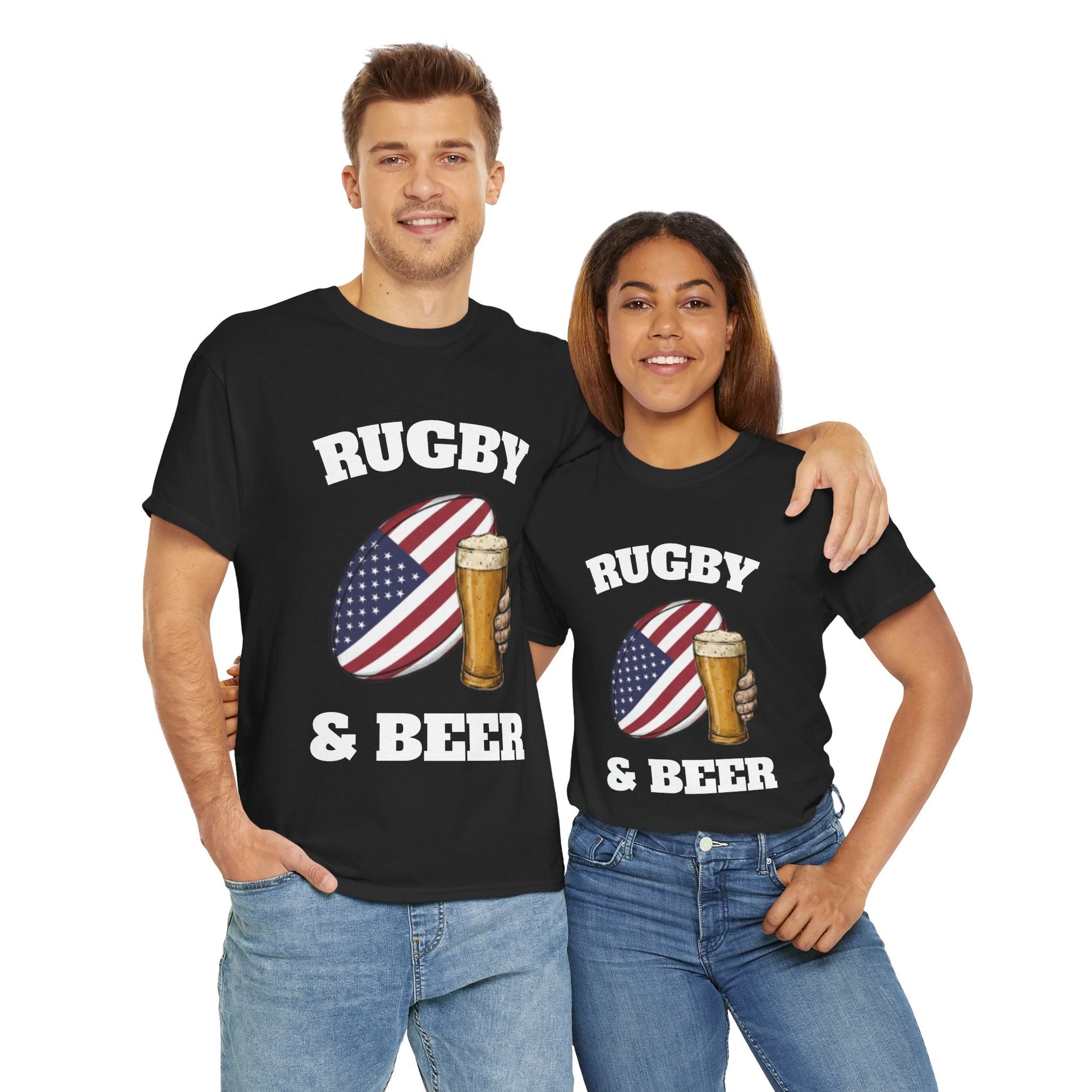 Rugby & Beer USA T-Shirt – American Rugby Fans Match Day Tee - Rugby & Beer