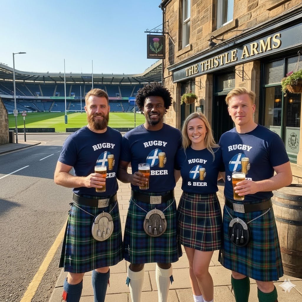 Scotland Rugby & Beer T-Shirt – Perfect for Match Days, Gifts & Lads Trips - Rugby & Beer