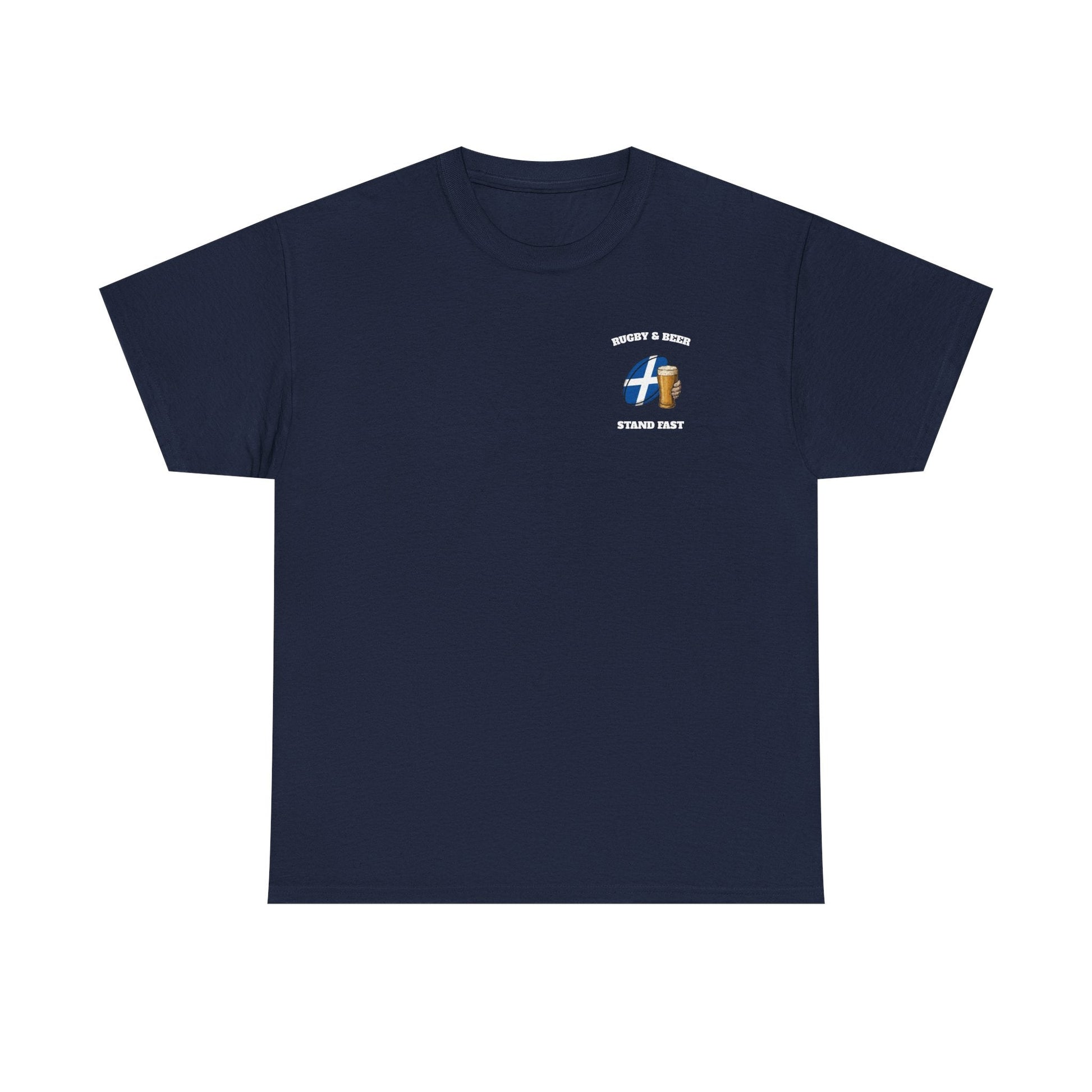 Scotland Rugby & Beer T-Shirt – Stand Fast | Scottish Rugby Fan Shirt - Rugby & Beer