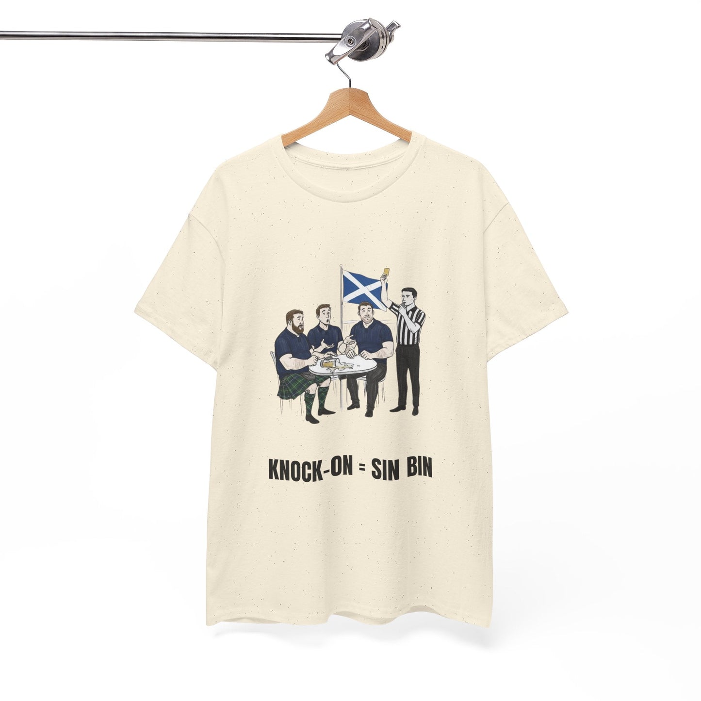 Scottish Rugby & Beer T-Shirt – Yellow Card Pint Spill | Funny Rugby Fans Tee - Rugby & Beer