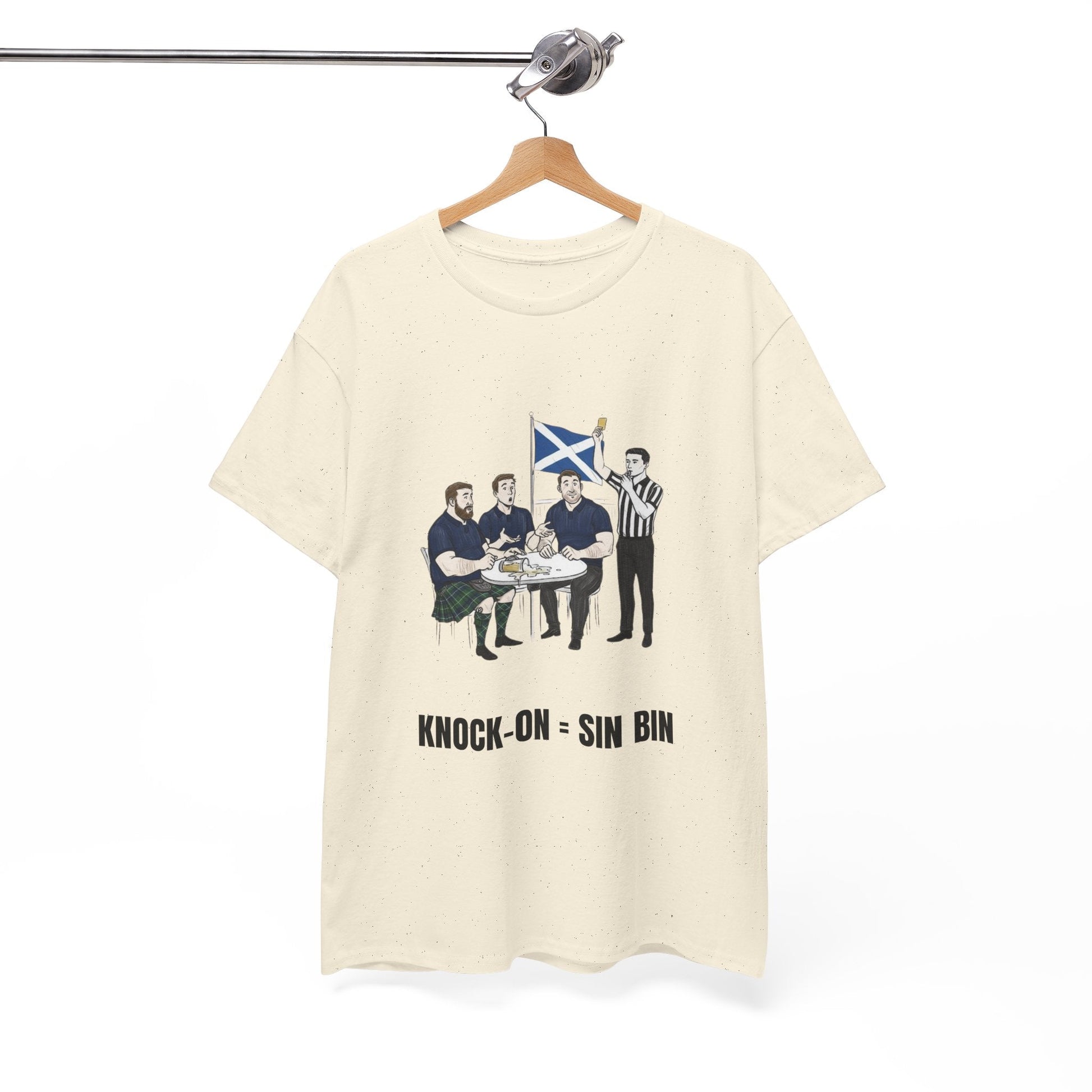 Scottish Rugby & Beer T-Shirt – Yellow Card Pint Spill | Funny Rugby Fans Tee - Rugby & Beer