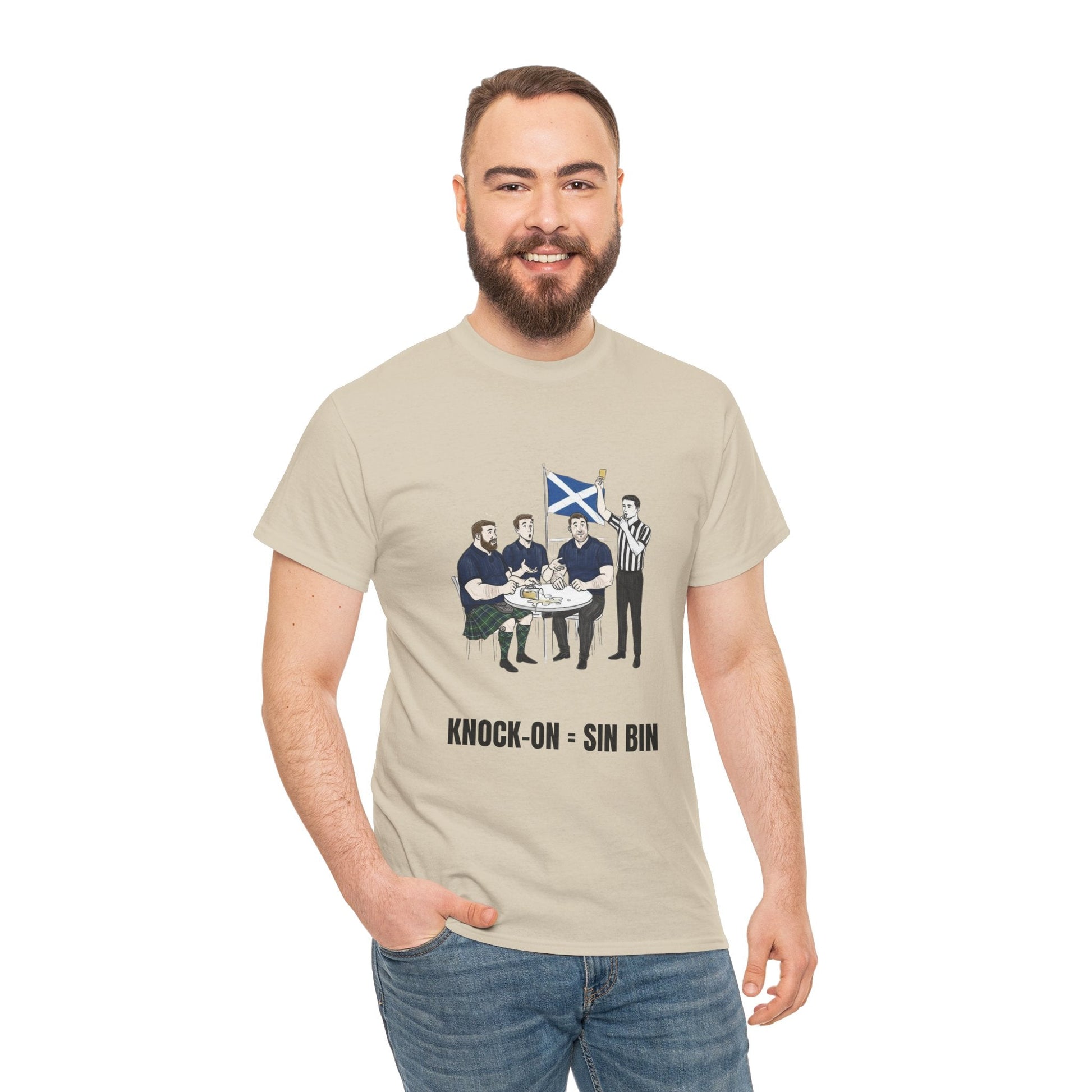 Scottish Rugby & Beer T-Shirt – Yellow Card Pint Spill | Funny Rugby Fans Tee - Rugby & Beer