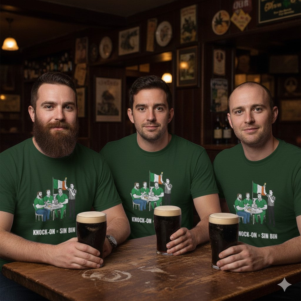 Irish Rugby & Beer T-Shirt – Yellow Card Pint Spill | Funny Rugby Fans Tee