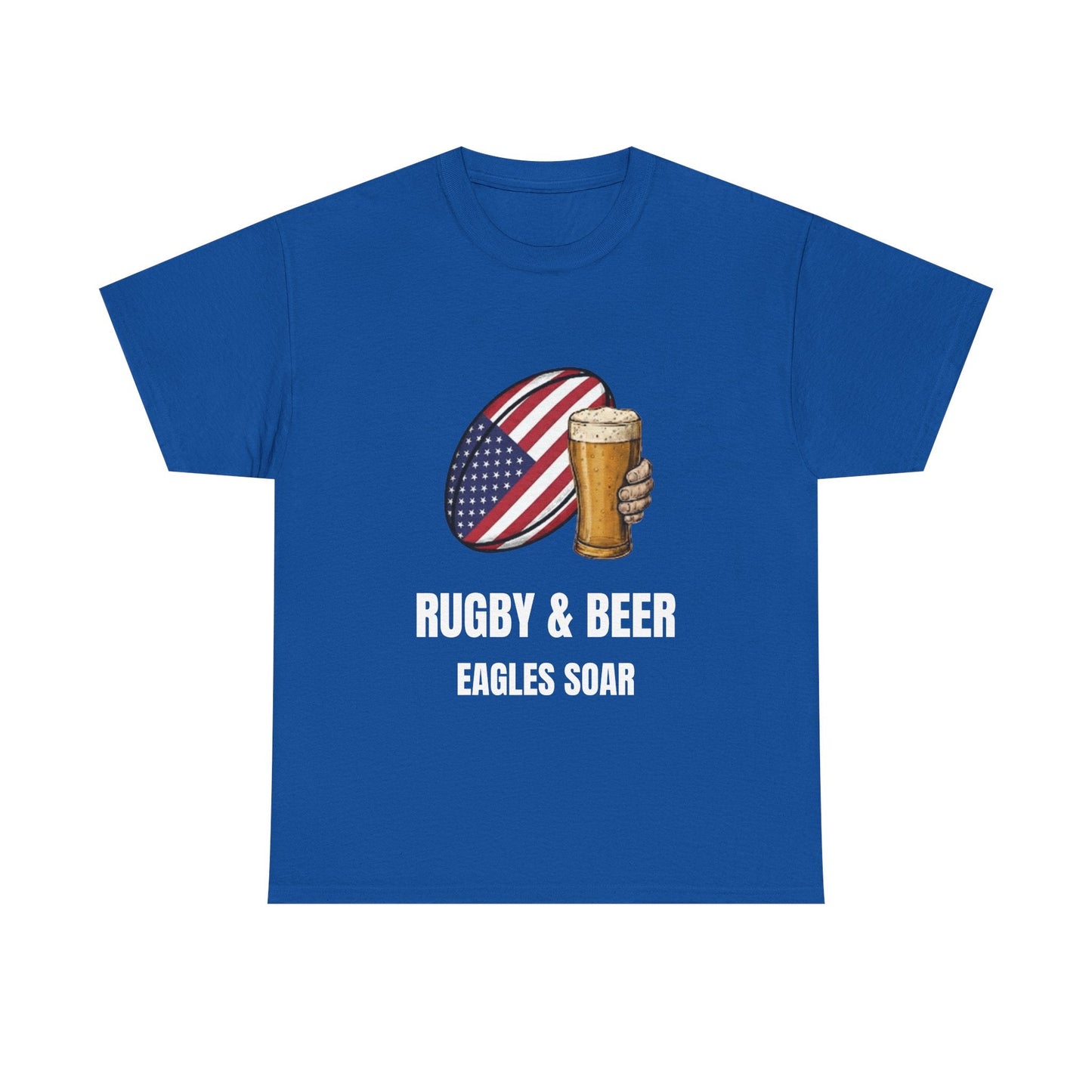 USA Rugby & Beer T-Shirt - Eagles Soar Fan Tee | Match Day Gift - Rugby & Beer