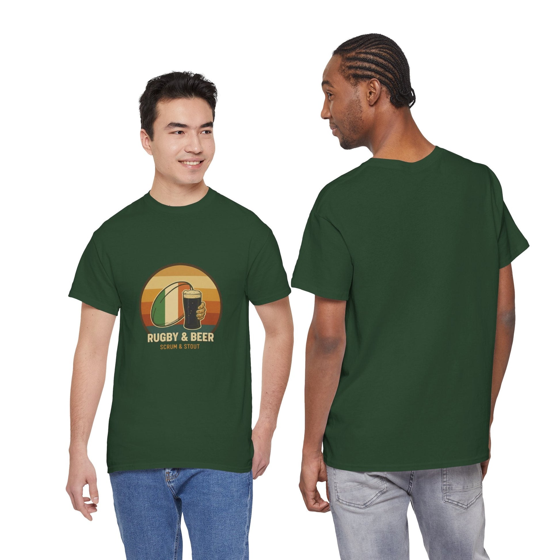Vintage Irish Rugby T-Shirt | Rugby & Beer “Scrum & Stout” – Funny Irish Rugby Top - Rugby & Beer