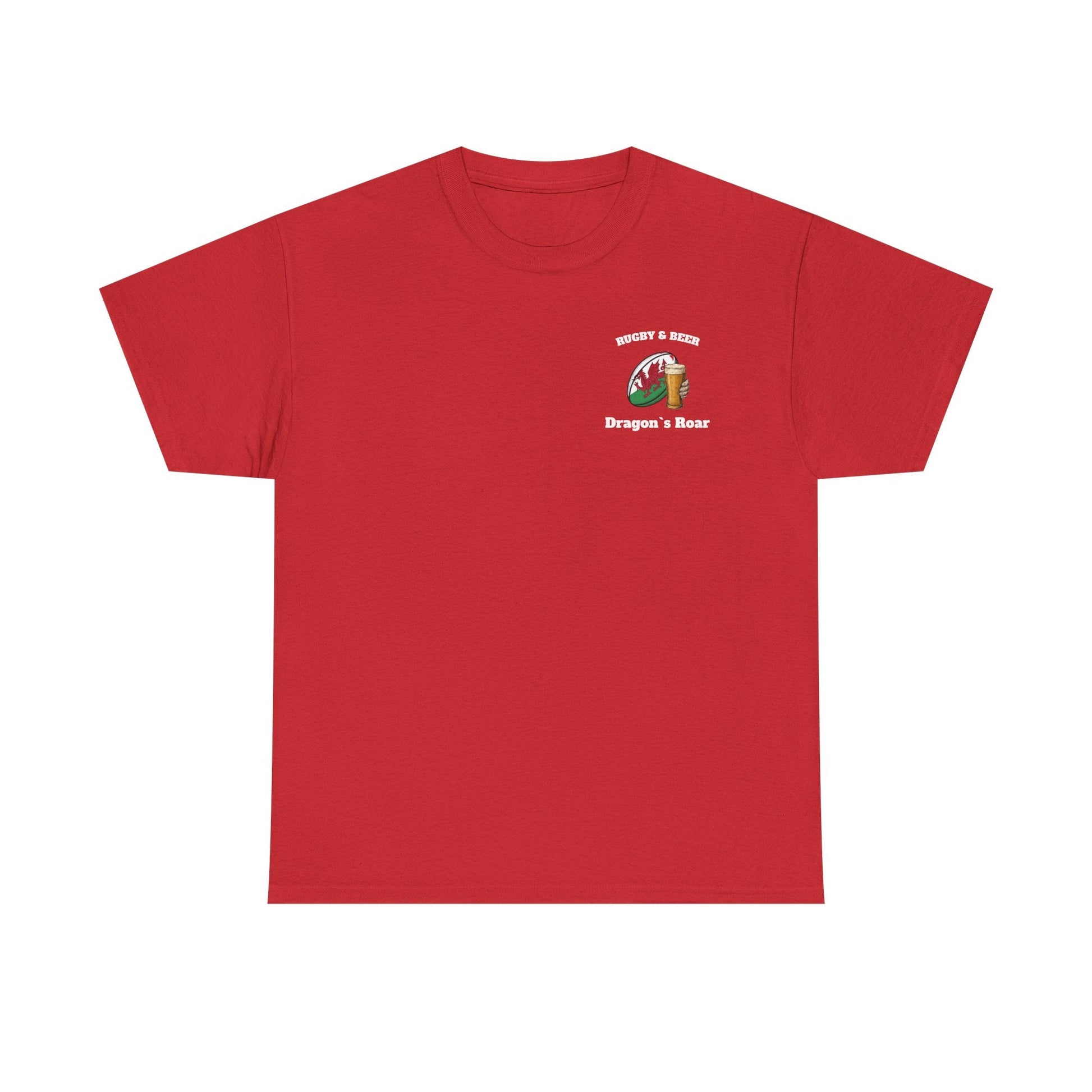 Wales Rugby & Beer T-Shirt – Dragon’s Roar | Welsh Rugby Fan Shirt - Rugby & Beer