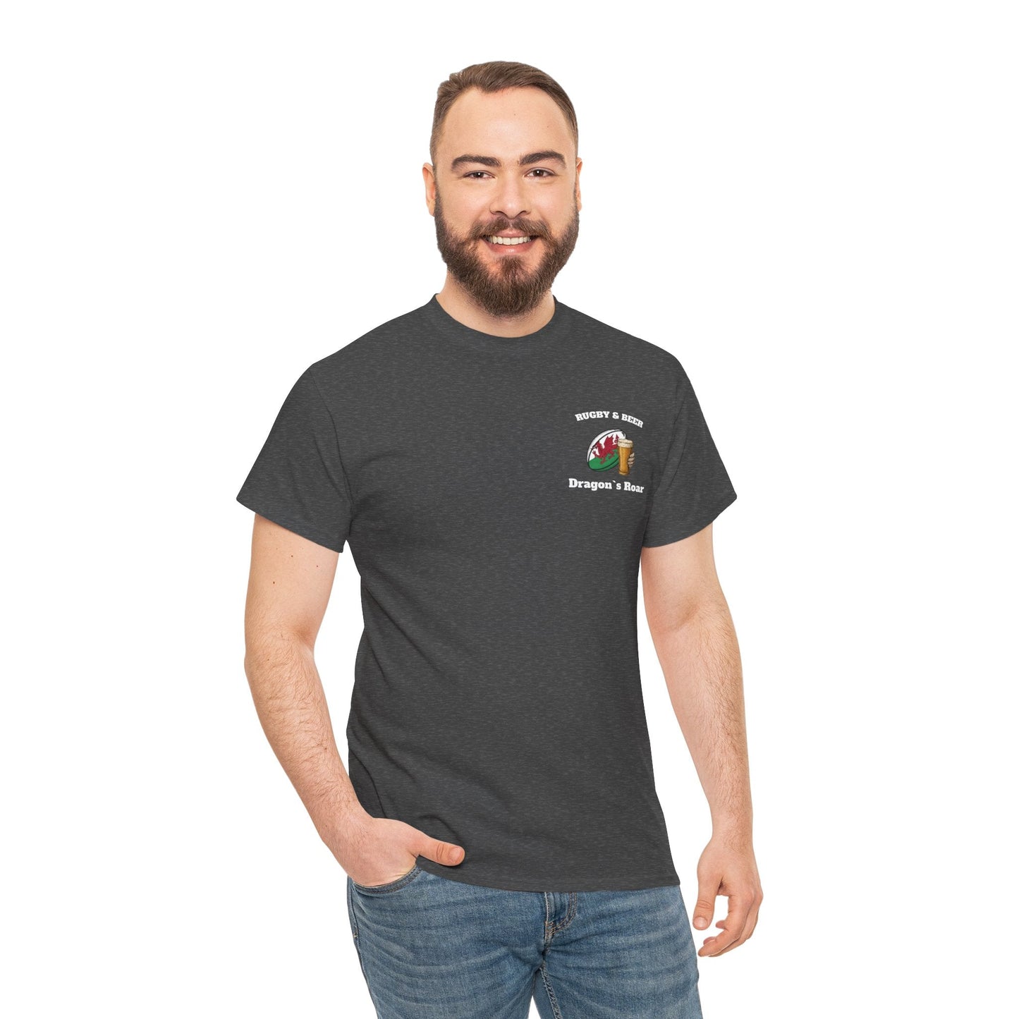 Wales Rugby & Beer T-Shirt – Dragon’s Roar | Welsh Rugby Fan Shirt - Rugby & Beer