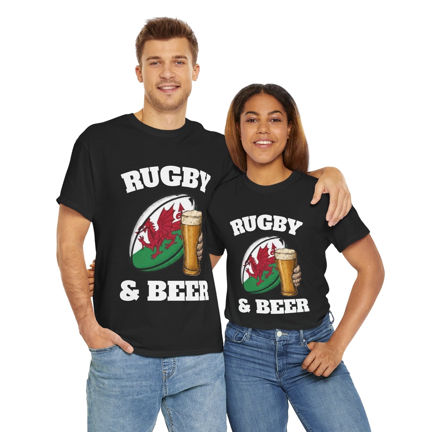 Wales Rugby & Beer T-Shirt – Perfect for Match Days, Gifts & Lads Trips - Rugby & Beer