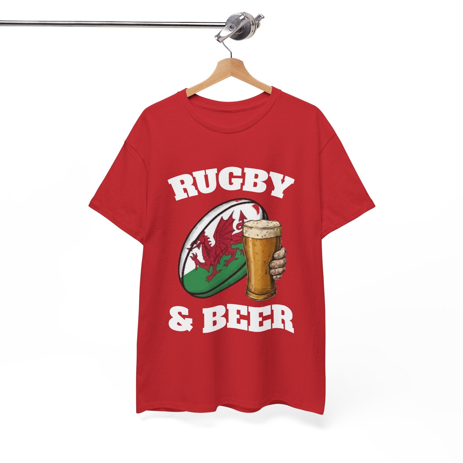 Wales Rugby & Beer T-Shirt – Perfect for Match Days, Gifts & Lads Trips - Rugby & Beer