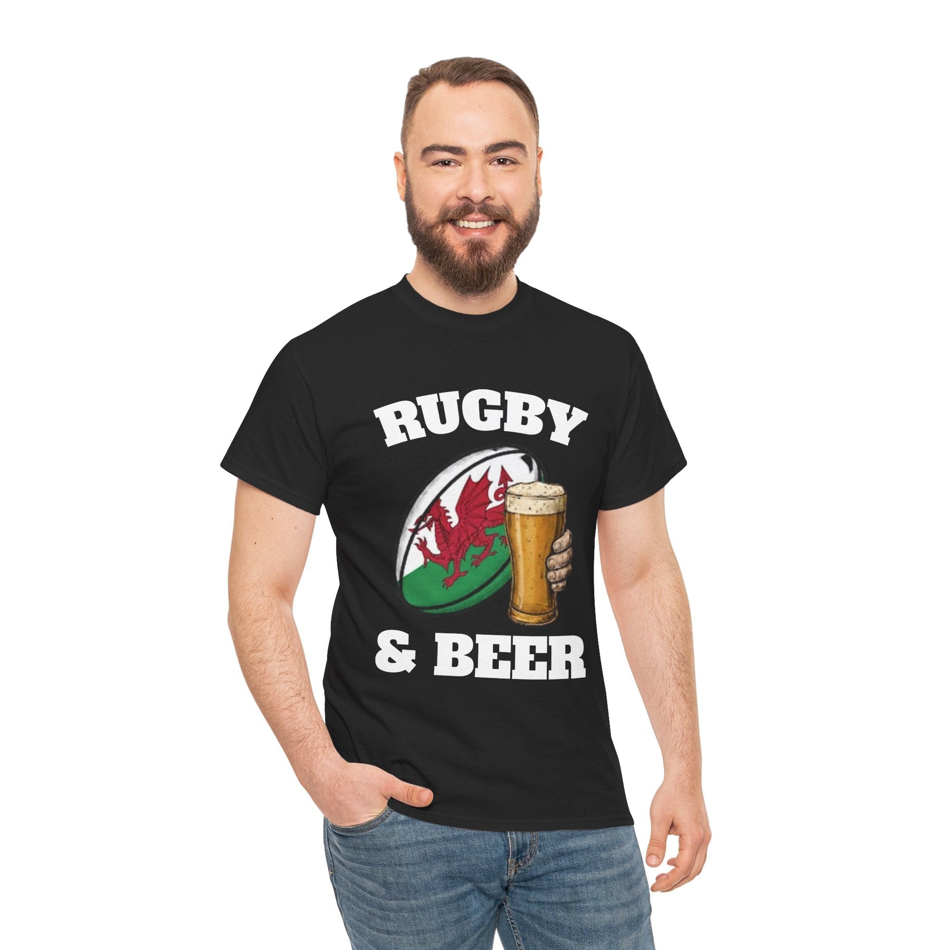 Wales Rugby & Beer T-Shirt – Perfect for Match Days, Gifts & Lads Trips - Rugby & Beer