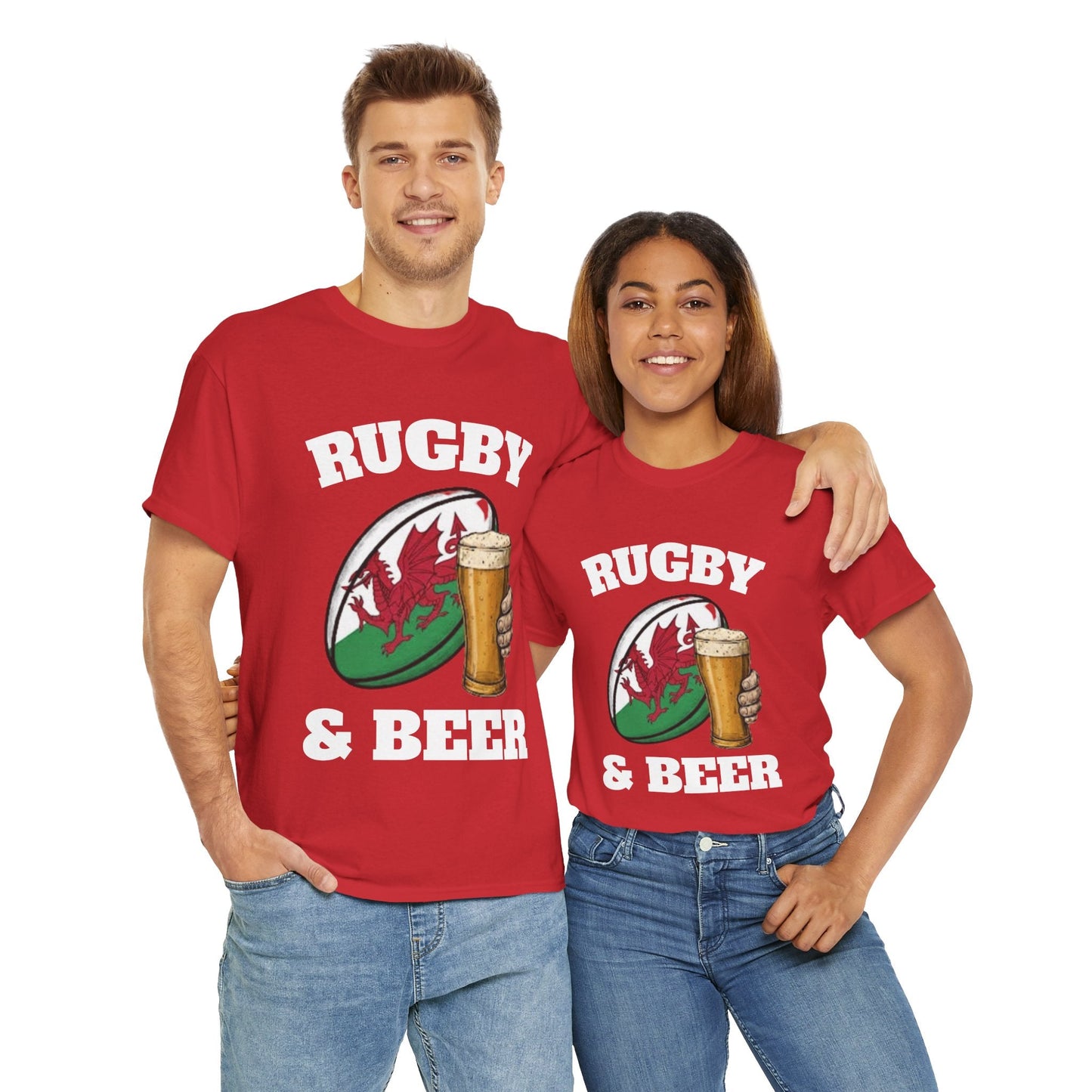 Wales Rugby & Beer T-Shirt – Perfect for Match Days, Gifts & Lads Trips - Rugby & Beer