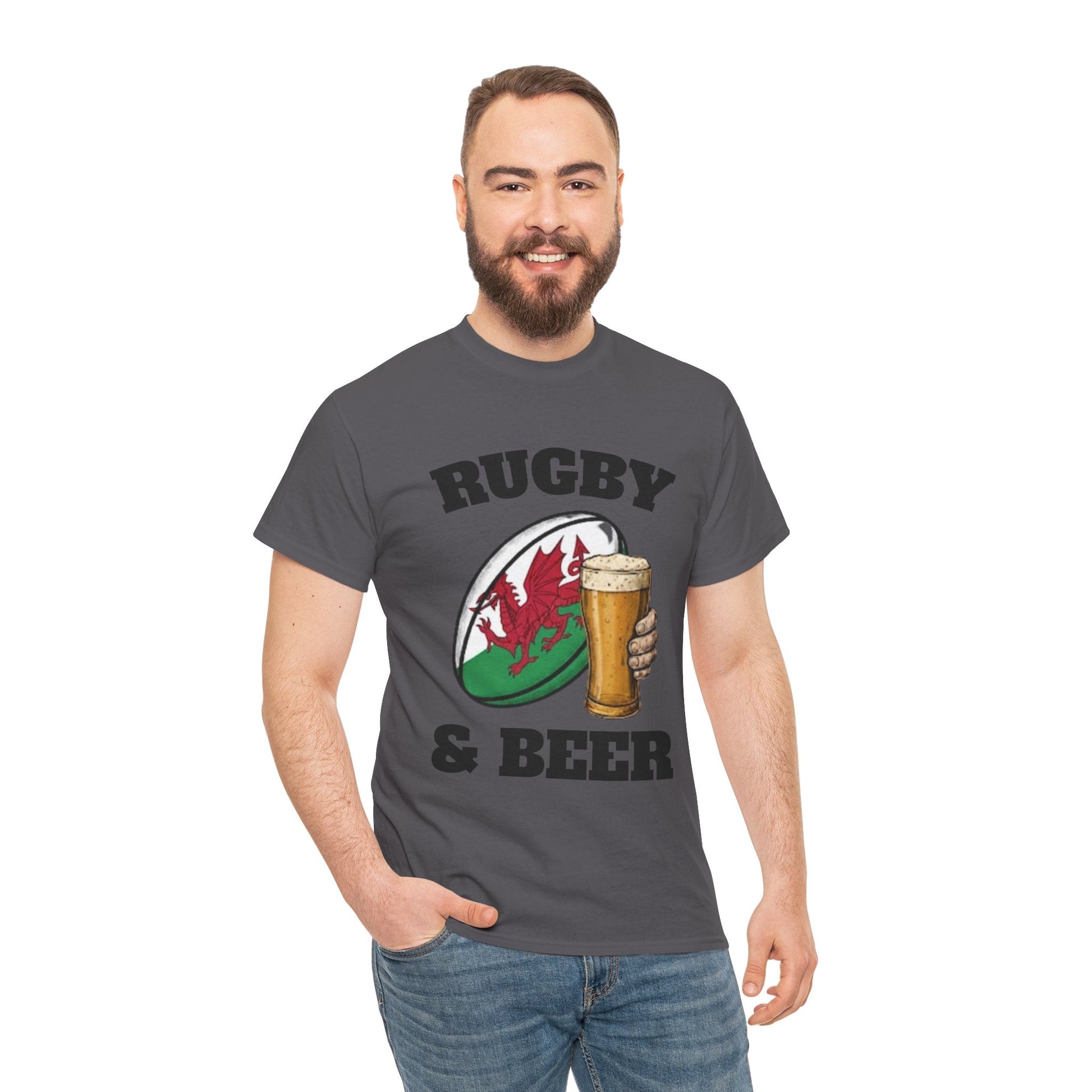 Wales Rugby & Beer T-Shirt – Perfect for Match Days, Gifts & Lads Trips - Rugby & Beer