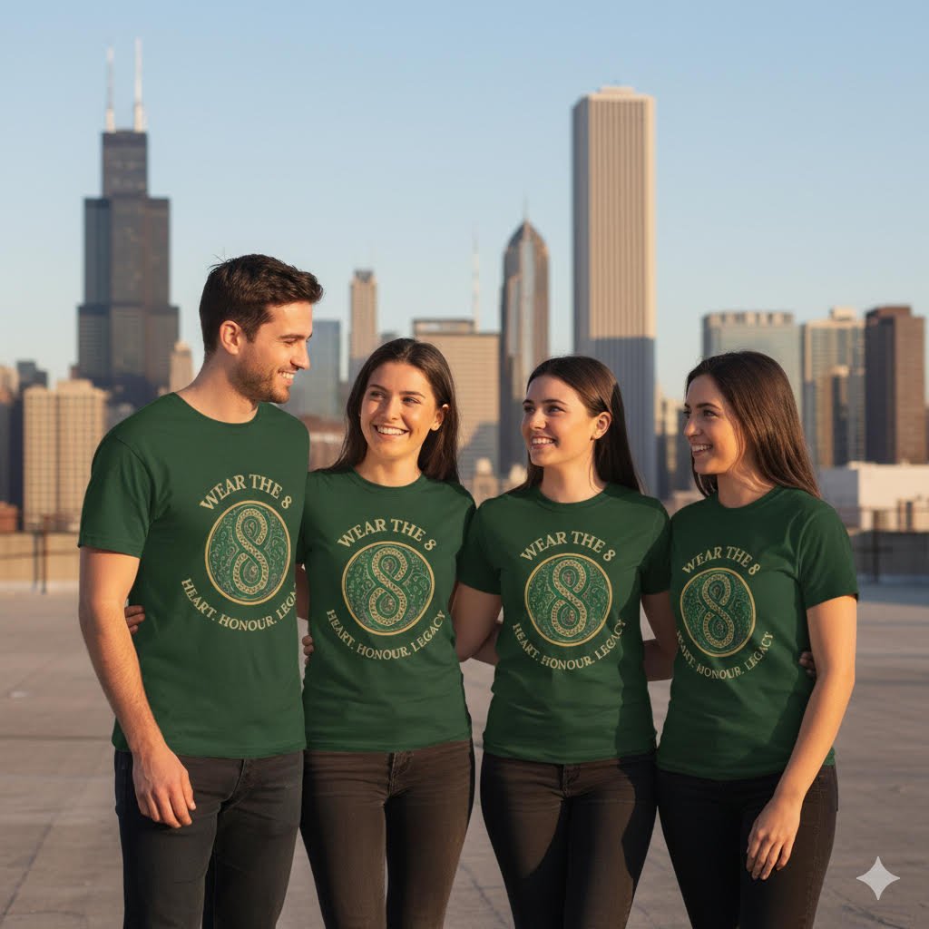 WEAR THE 8 – Heart. Honour. Legacy. | Irish Rugby Tribute T-Shirt - Rugby & Beer